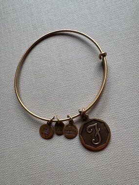 Alex and Ani Gold Initial F Charm Bangle Bracelet